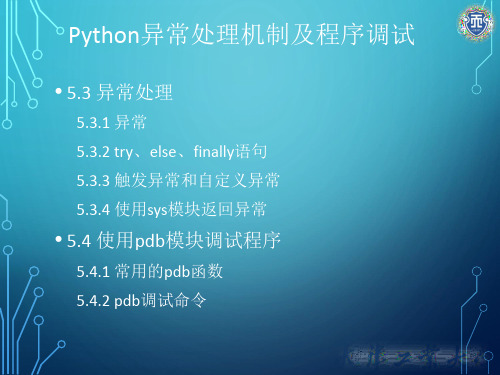 Python (下)异常处理及程序调试