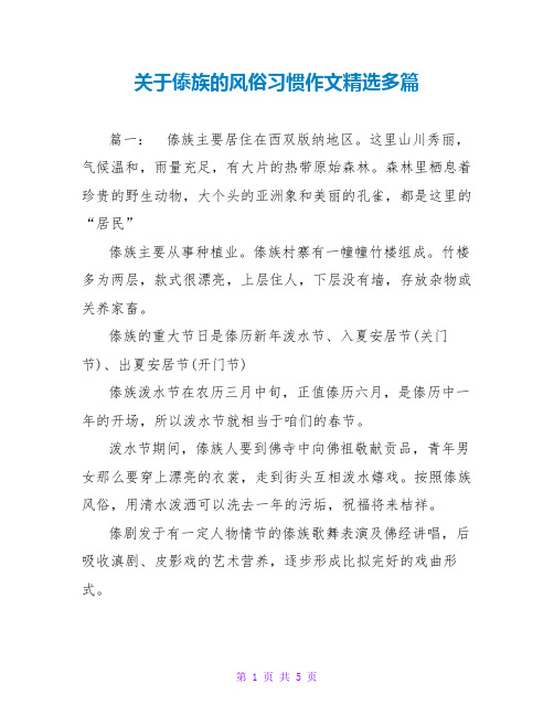 关于傣族的风俗习惯作文精选多篇