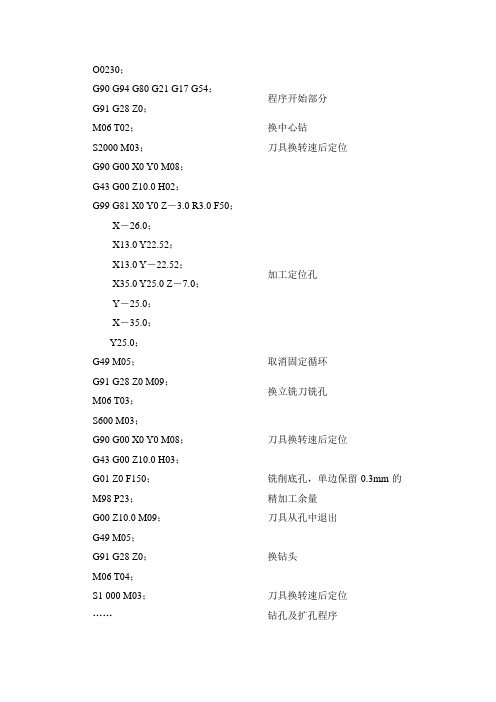 《数控机床编程与操作(第四版 数控铣床 加工中心分册)》-A02-3569 图2-27 孔加工编程综合实例  加工程序