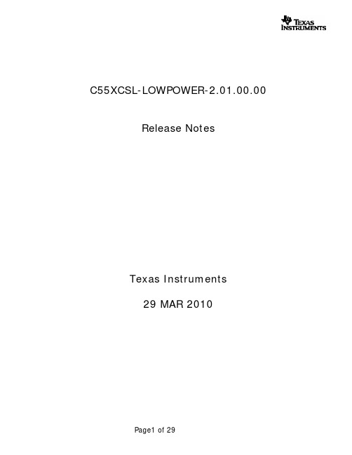 C55XCSL-LOWPOWER-2.01.00.00_Release_Notes_20100329