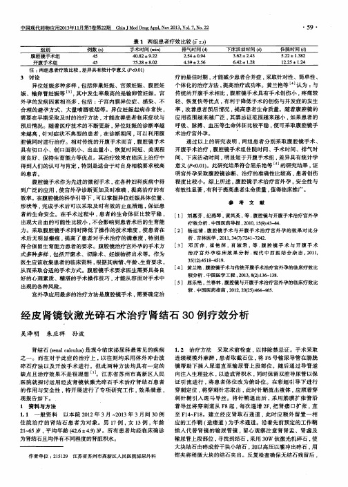 经皮肾镜钬激光碎石术治疗肾结石30例疗效分析