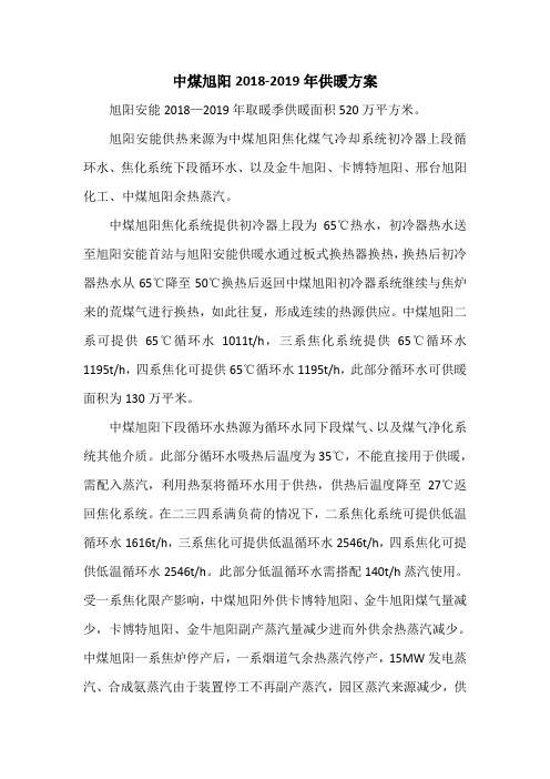 中煤旭阳以热定产供暖方案