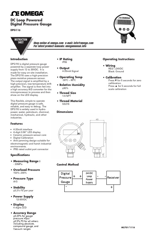 Omega DPG110数字压力计说明书