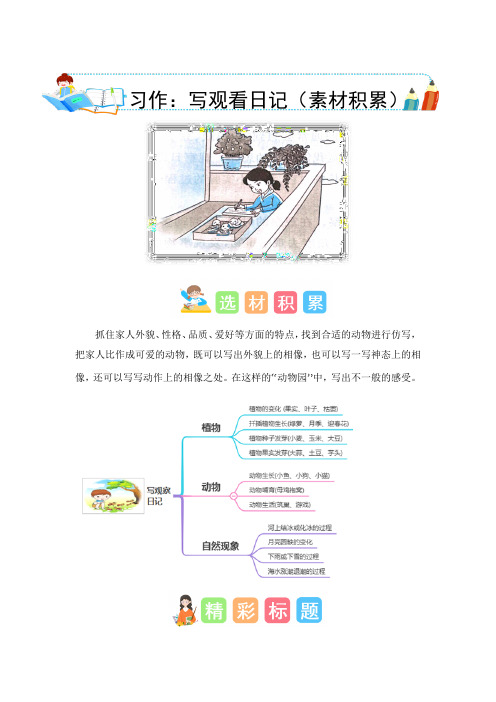 第三单元习作：写观察日记(素材积累)-2023-2024学年四年级语文上册单元作文能力提升(统编版)