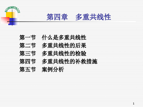 庞浩 计量经济学4第四章  多重共线性