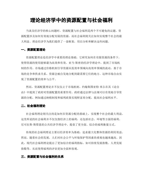 理论经济学中的资源配置与社会福利