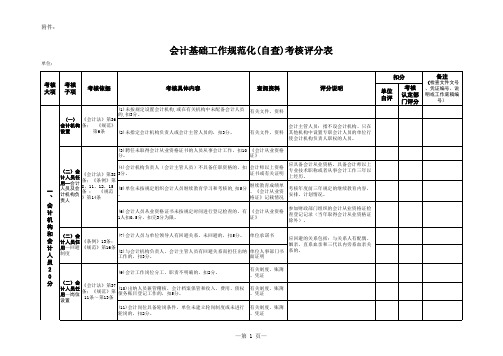 会计基础工作规范化考核标准