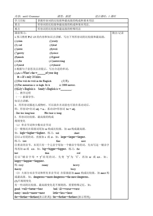 Unit1 Grammar同步导学案