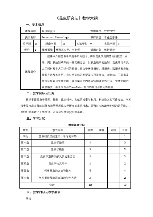 《昆虫研究法》教学大纲【模板】