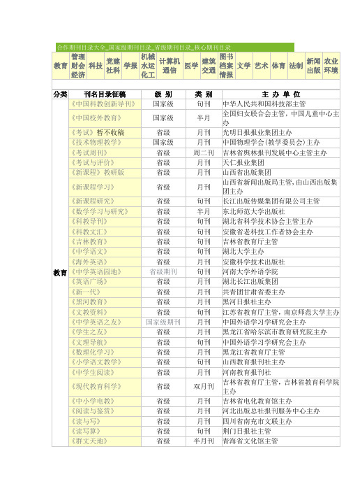 合作期刊目录大全