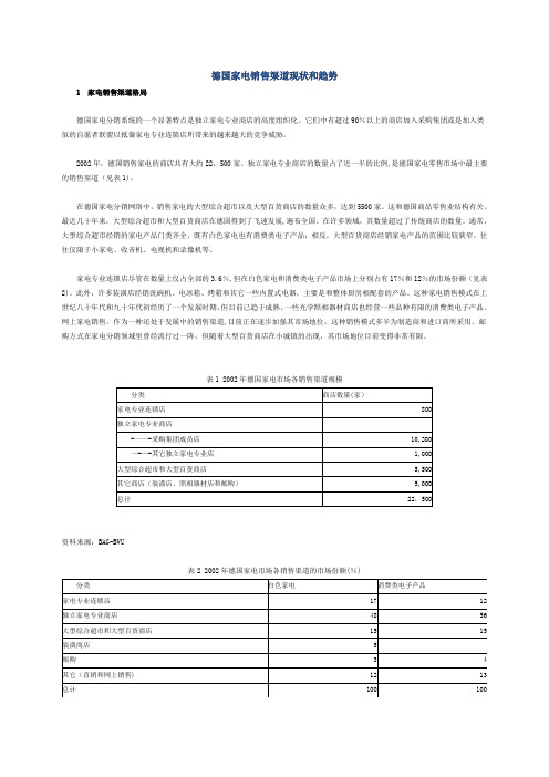 德国家电销售渠道现状和趋势