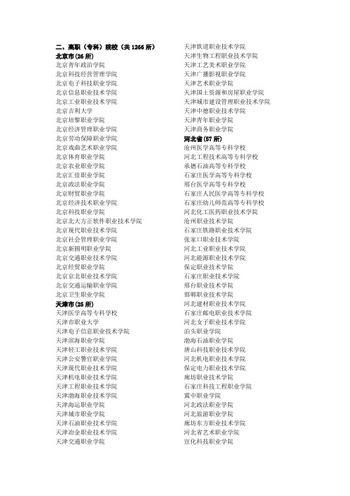 高职专科院校共1266所