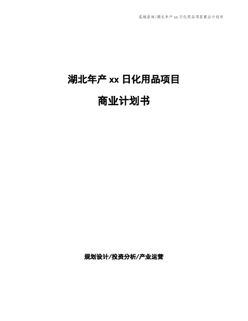 湖北年产xx日化用品项目商业计划书