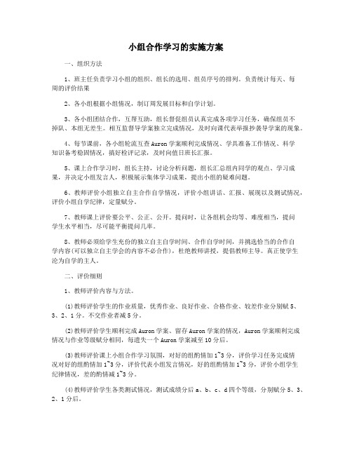 小组合作学习的实施方案