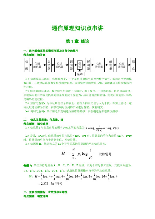 通信原理重点知识点串讲与相关课后习题