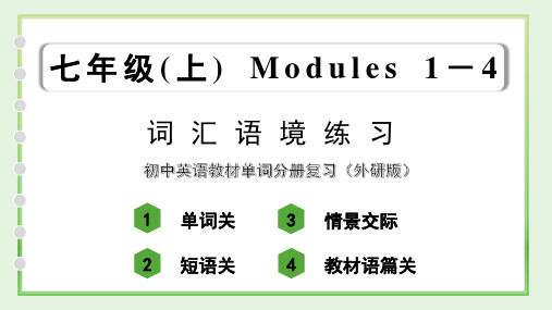 中考英语外研版教材单词语境分册练习预备级 Starter Modules 1-4