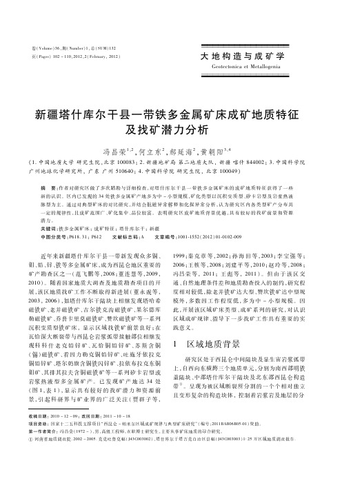 新疆塔什库尔干县一带铁多金属矿床成矿地质特征 及找矿潜力分析