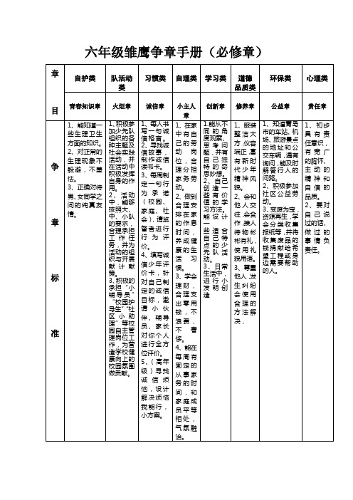 六年级雏鹰争章章