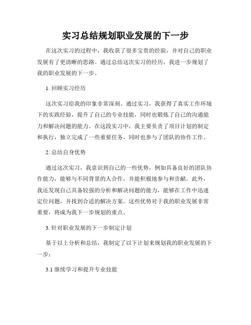 实习总结规划职业发展的下一步