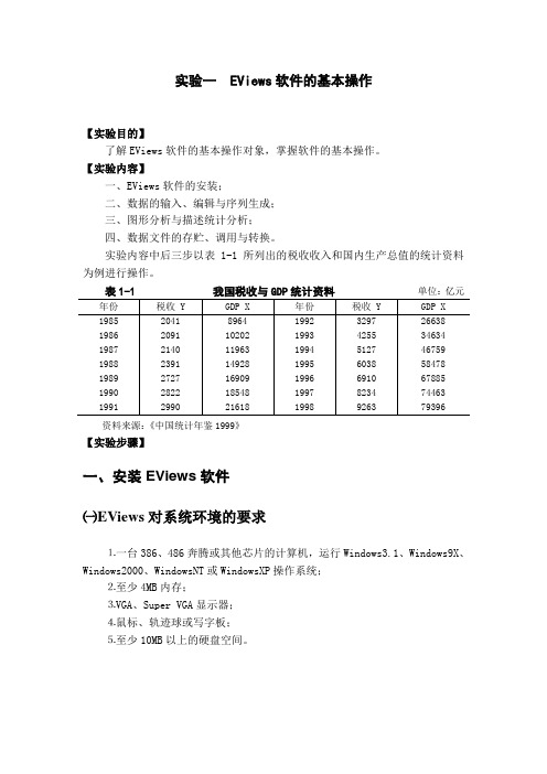 计量经济学实验 Eviews的基本操作