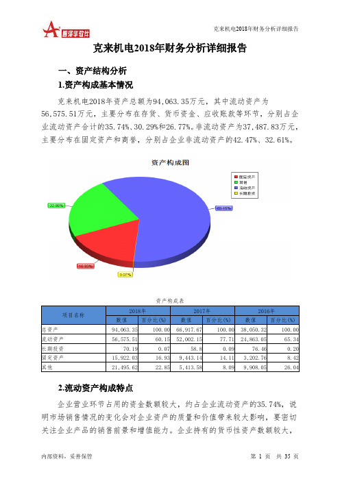 克来机电2018年财务分析详细报告-智泽华