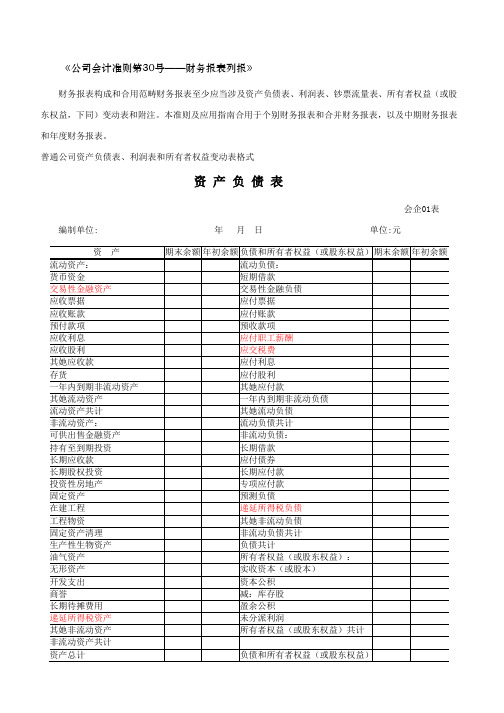 2021年全套报表模板版本