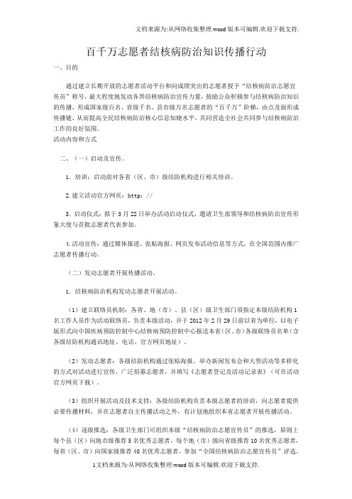 百千万志愿者结核病防治知识传播行动