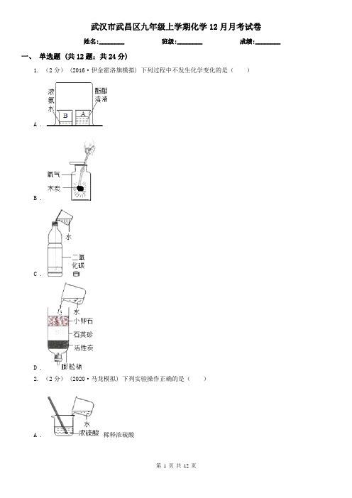 武汉市武昌区九年级上学期化学12月月考试卷