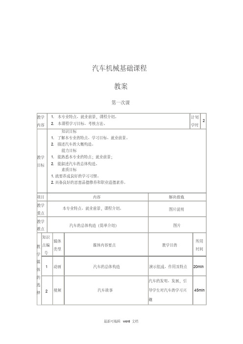 汽车机械基础教案