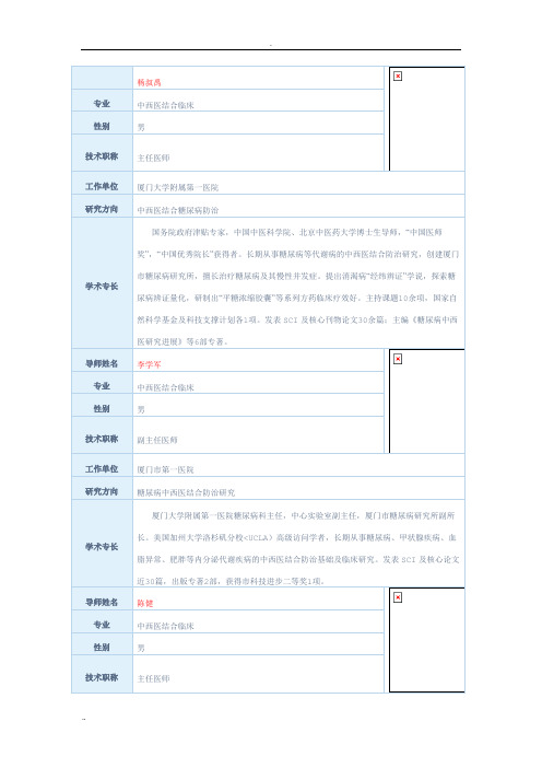 福建中医药大学分析研究生导师信息