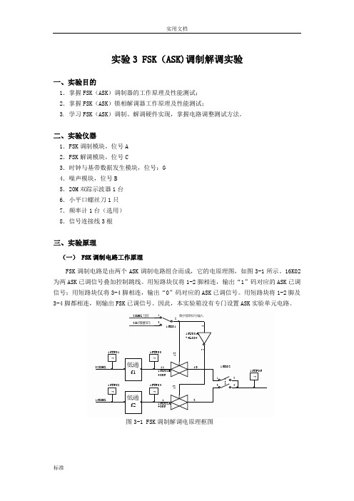 实验3 FSK (ASK)调制解调实验