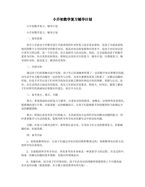 小升初数学复习辅导计划