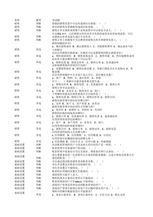 会计信息系统实验教程考题