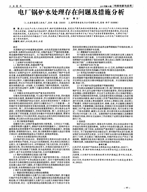 电厂锅炉水处理存在问题及措施分析