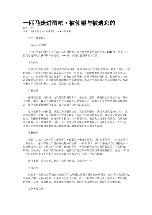 一匹马走进酒吧·被仰望与被遗忘的
