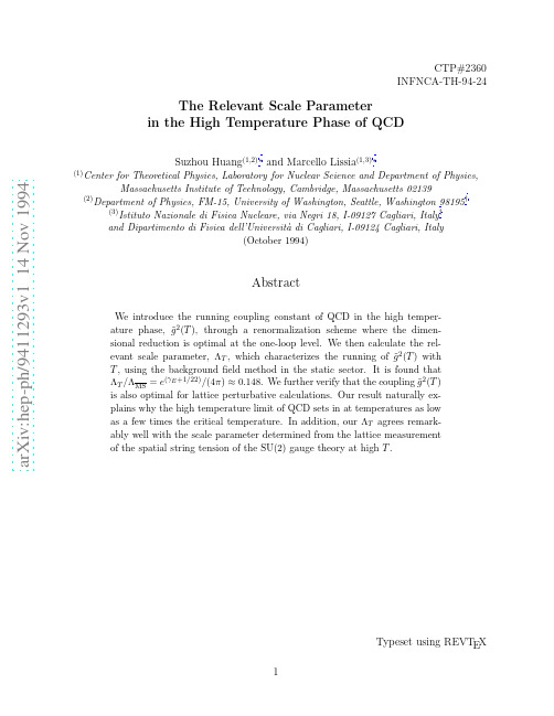 The Relevant Scale Parameter in the High Temperature Phase of QCD