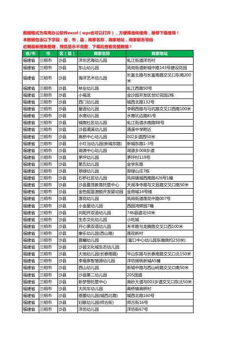 新版福建省三明市沙县幼儿园工商企业公司名录名单大全58家