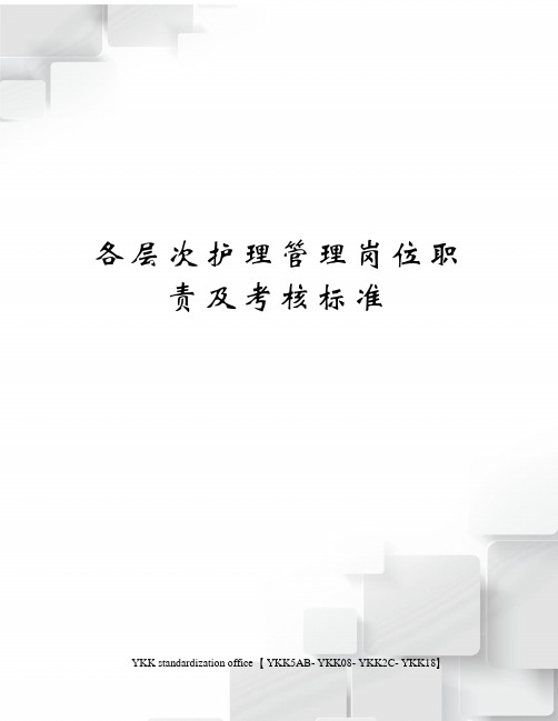 各层次护理管理岗位职责及考核标准审批稿