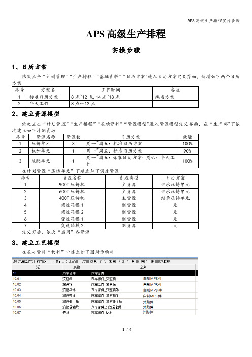 APS高级生产排程实操步骤