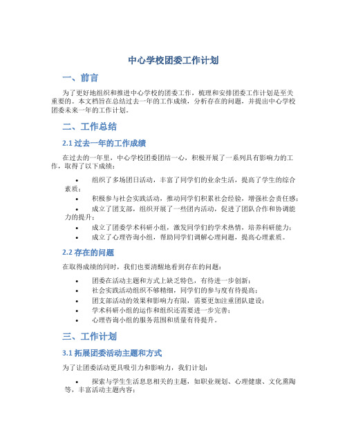 中心学校汇报团委工作计划