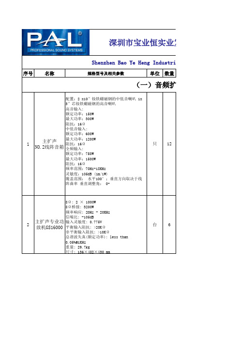 南京礼堂音响配置清单(主扩线阵音箱)