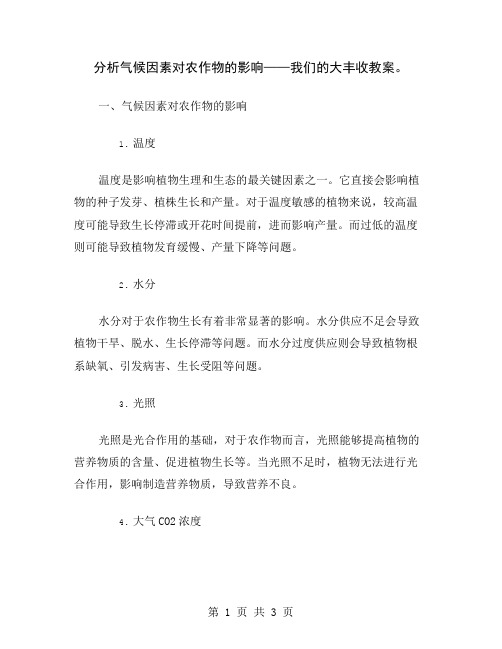 分析气候因素对农作物的影响——我们的大丰收教案