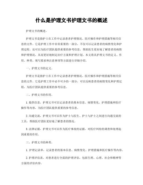 什么是护理文书护理文书的概述