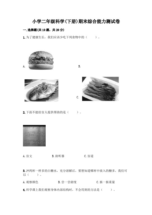 小学二年级科学期末综合能力测试卷带答案【培优】