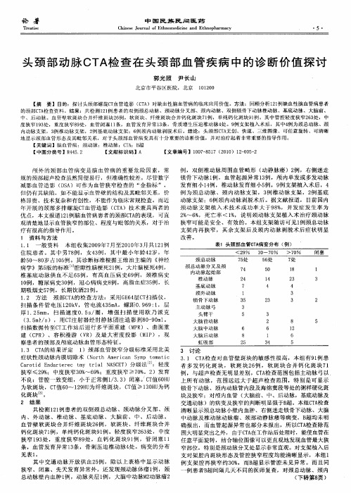 头颈部动脉CTA检查在头颈部血管疾病中的诊断价值探讨