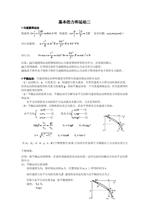 2012年高考物理知识归纳1.基本的力和运动基本的力和运动二