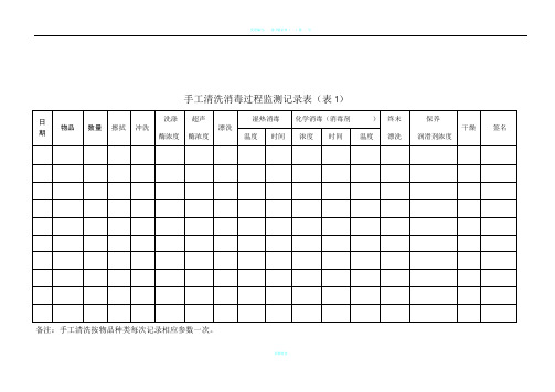 消毒供应中心7个表格