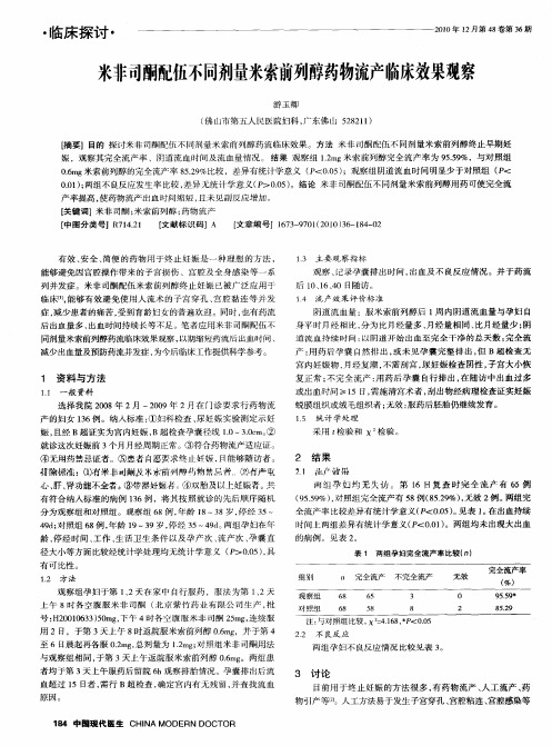 米非司酮配伍不同剂量米索前列醇药物流产临床效果观察