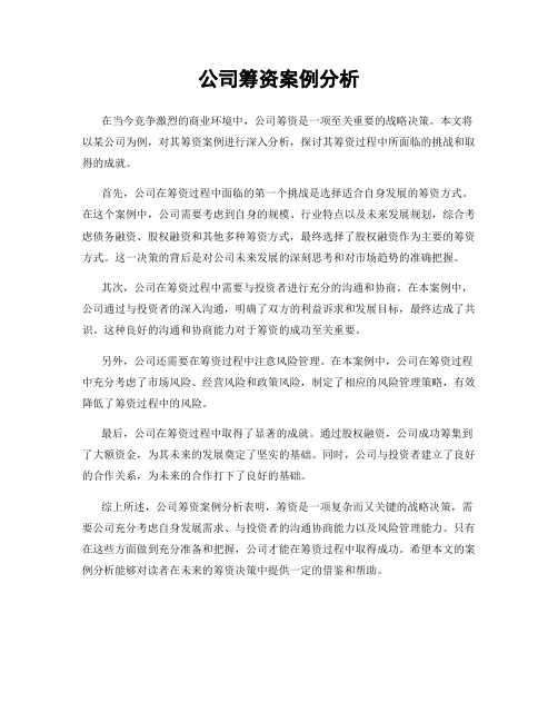 公司筹资案例分析