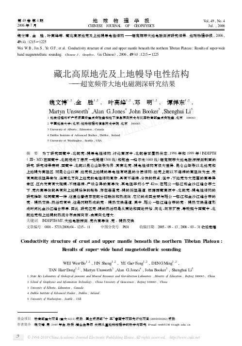 藏北高原地壳及上地幔导电性结构_超宽频带大地电磁测深研究结果